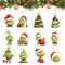 12 Stück Grinch Weihnachtsdekorationen mit elastischer Kordel Grinch Weihnachtsbaumschmuck Weihnachtsbaum Anhänger mit Schlüsselanhänger Grinch Hängende Ornament für Zuhause, Urlaub, Party