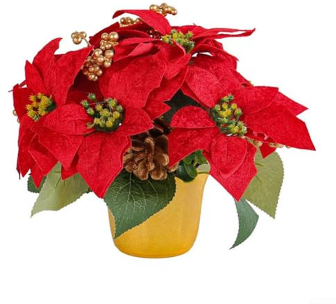 Fiori natalizi realistici, bouquet di stelle di Natale artificiali per vibrazioni festive