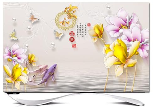 Indoor TV Cover LCD LED TV Dust Cover Art Cover 32-85in TV Waterproof Cover Fabric Display Protective Cover Dustproof TV Screen Protector(Size:85IN(W195xH115CM),Color:C)