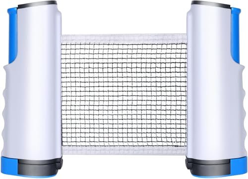 flintronic Ausziehbares Tragbares Tischtennisnetz, Tragbar Ping Pong Ersatznetz, Tischtennisnetz Outdoor & Indoor für Jeden Tisch, Maximale Länge 170 cm (Blau)