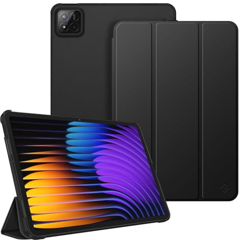Fintie Hülle für Xiaomi Pad 7 / Pad 7 Pro 11.2 Zoll 2024, Ultradünn Schutzhülle mit Translucent Rückseite Cover mit Auto Schlaf/Wach Funktion, (Schwarz)