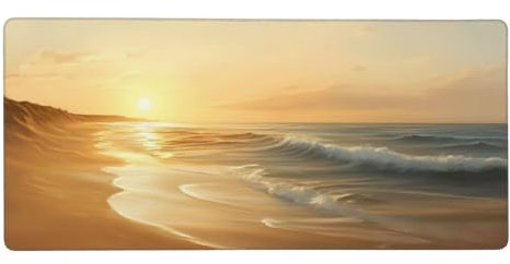 Tapis de Souris Coucher de Soleil,1000 x 500 x 3 mm Tapis de Souris XXL,Mer Tapis Souris,Tapis de Bureau avec Bords Surpiqués,Lavable Accessoires Bureau,pour Les Jeux,la Maison et Le Bureau -Y2163