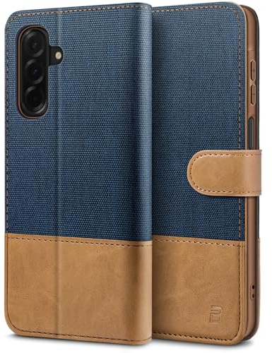 BEZ Handyhülle für Samsung Galaxy A26 5G Hülle, Tasche Kompatibel für Samsung A26 5G, Schutzhüllen aus Klappetui mit Kreditkartenhaltern, Ständer, Magnetverschluss, Blaue Marine
