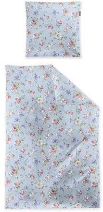 Irisette Wave Mako-Satin Bettwäsche 135x200 Rosen Blumen hellblau rosa 8591-20