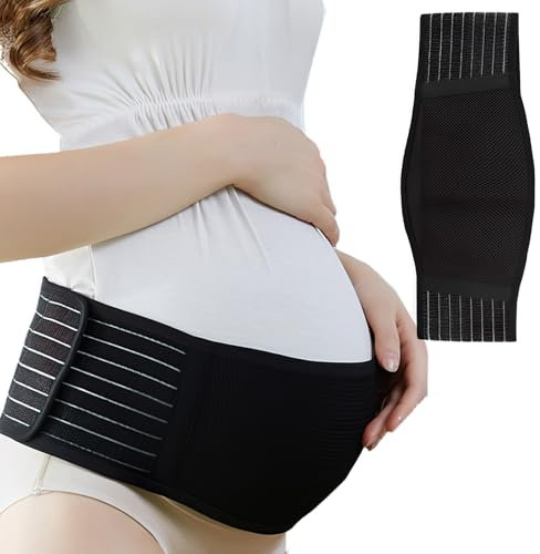 NIRJIK Fasce Di Sostegno Premaman - Supporto Addominale E Lombare, Allevia Dolori Alla Schiena, Pelvis E Fianchi Durante La Gravidanza (Nero, Taglia Unica)