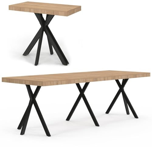IDMarket - Table Console Extensible Alix 10 Personnes 235 cm Design Industriel