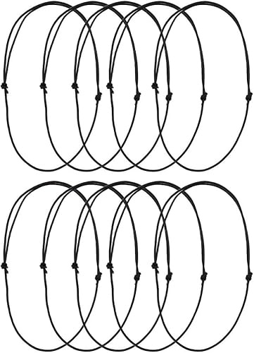 Leather Necklace Cord, Set of 10 Black Adjustable Leathers Cords Necklace Rope, Necklace Cords Jewelry Findings for DIY Jewelry Making 1.5mm Beading Beading Cords and Threads