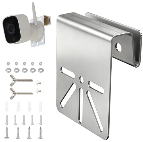 Support Caméra Gouttière en Acier Inoxydable Support de Caméra Sécurité Résistant Aux Intempéries Fixation Camera Universel Installation sans Perçage avec Vis Anti-Rouille pour Sécurité Extérieure