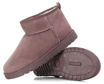 INNERSECT CO Women’s Suede-Effect Ankle Boots, Warm Fleece-Lined Slip-On Winter Booties with Cushioned Insole and Non-Slip Sole