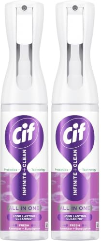 Cif Infinite Clean Lavender & Eucalyptus All in One Cleaner cleaning spray with probiotics technology for a long-lasting clean* 280 ml (Pack of 2)