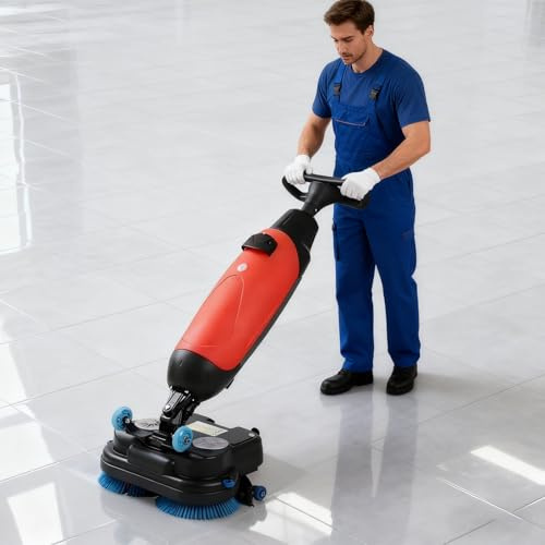 AETEREOS Autolaveuse Professionnelle, Laveur De Sol électrique Léger, Double Réservoir D’Eau, Brosse Rotative 360°, Ateliers Commerciaux et Industriels, Hôtels, Villas, Restaurants Red-220V