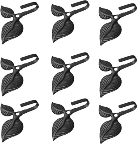 HYTROVE Crochets Muraux en Fer Forgé Rustiques de Feuille, Lot de 12, Porte-Manteaux et Porte-Serviettes Cuisine et Entrée, Support Mural Noir Décoratif