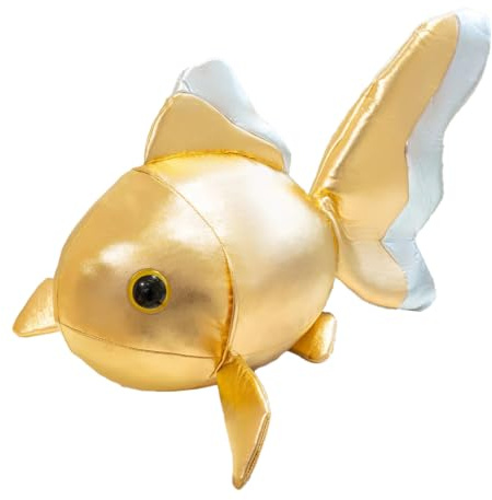 AQCQDQ Koi Goldfisch Kuscheltier, Weiches Fisch Plüschtier aus PU-Leder, Cartoon Fisch Kissen, Dekoratives Sofakissen, Tierisches Stofftier, Geschenk für Kinder und Erwachsen (Gold,40cm)
