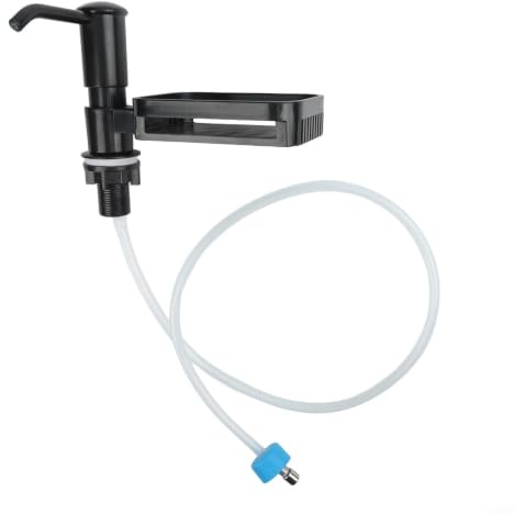 Distributeur de savon intégré avec porte-éponge et tube d'extension de 96,5 cm pour évier de cuisine, pompe à savon liquide en plastique ABS noir anti-fuite pour un remplissage facile et une