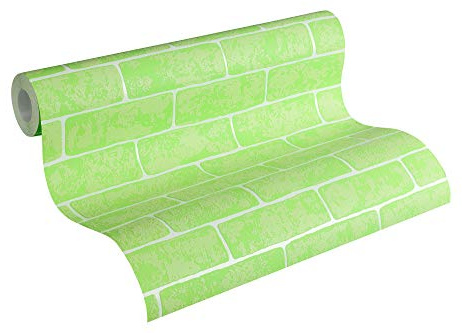A.S. Création Vliestapete Best of Wood`N Stone 2ND Edition Tapete in Stein Optik 10,05 m x 0,53 m 359813 35981-3, Grün, Weiß