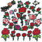 Woohome Flicken Patches, 25 Stück Floral Rose Aufbügeln Flower Aufnäher Patches zum Basteln, Nähen, Bekleidung, Andere Stoffe