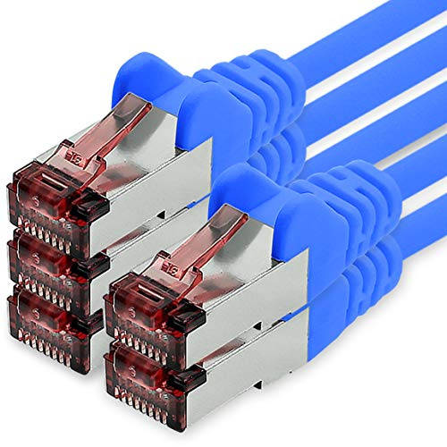 freiwerk Cavo di rete Cat.6 1m blu - 5 x Cavo Ethernet Lankabel Cat6 Cavo di rete Lan Sftp Pimf Patchcable 1000 Mbit s compatibile con Cat5 Cat5e Cat6a Cat7 Cat8