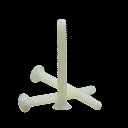 MroMax Lot de 100 vis M3 en nylon blanc à tête plate fraisée en plastique à tête cruciforme encastrée métrique