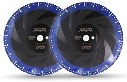 DT-DIATOOL Diamond Saw Blade 2PCS 12 Inch / 300mm Multi Purpose Cut-Off Wheel for Reinforced Concrete Steel Pipe Rebar Iron PVC All Tough Materials