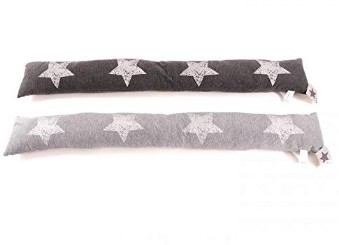 Vani Zugluftstopper mit Beschwerung Luftzugstopper Winstopper Zugluftstop Durchzugstopper Türwindstopper Sterne (Anthrazit)