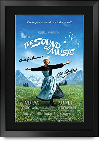 HWC Trading FR A3 The Sound of Music Filmplakat Julie Andrews Geschenke Gedrucktes Poster Signiertes Autogrammbild für Fans von Film-Erinnerungsstücken - A3 gerahmt