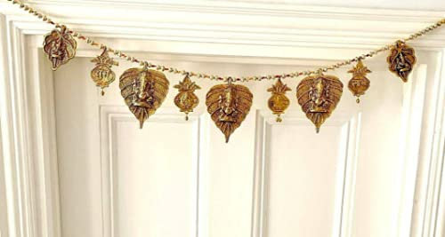 Tür-Wandbehang, Toran, Metall, Bandanwar, indischer traditioneller Glücksbringer, Dekoration und Geschenkidee für Zuhause, Büro, Tempel-Puja-Festival