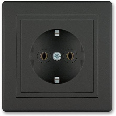ALING-CONEL | PRESTIGE-Line | Unterputz-Steckdose mit | Schutzkontakt | VDE-zertifiziert | für Installationsdose ø 60mm | 16AX/250V~ | inkl.Rahmen (komplett) | Schwarz Soft Touch