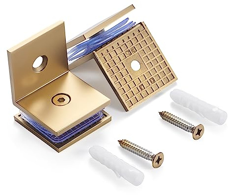 Ranbo 2 Stück 304 Edelstahl quadratische rahmenlose Glasklemmverbinder/Duschtür feste Platte/Glas-zu-Glas-Eckklemme, für 5/16 bis 1/2 (8 bis 12 mm) Glasdicke (90 Grad einzeln)