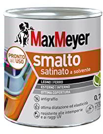 MAXMEYER Smalto a solvente per ferro e legno satinato BIANCO R9010 0,750 L