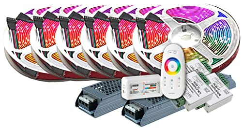 TechCore 30M PREMIUM 24V 4in1 RGBWW RGBW LED Streifen Band Strip 5050 SMD RGB mit warm weiss Lichtleiste 1800LEDs 60LED's/M+ Steuerung touch +2x 24v 12.5A 300W Netzteil ULTRA SLIM TRAFO