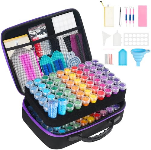 Douorgan Diamond Art Storage - 120 Slots Organizer and Accessories Case for Diamond Painting Tools