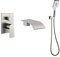 Wannenfüller Wasserhahn mit Handbrause Badewannenarmaturen mit rauem Ventil Trim Kit Wandmontage Wasserfall Badewanne Armaturen Gebürstetes Nickel