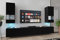 Furnitech Wohnwand Wohnzimmer - Wohnzimmer Möbel mit LED RGB - 16 Farben - Hängend Wohnwand Modern - Wohnzimmer Schrankwand mit Regale und TV Schrank (Sezana AN21-18B-M1 1B MATT)