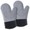 Ofenhandschuhe Topfhandschuhe Silikon - Anti-Rutsch Hitzebeständige Silikon und Flexibilität Baumwolle, 30cm Lange Backhandschuhe Kochhandschuhe für Kochen Backen Grillen (Grau)