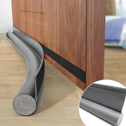 HKDZ Draft Excluder for Doors, 37.8 Inches Draught Excluder for Doors, Noise Blocker Door Draft Excluder Blocker Window,Washable,Dust Proof,Removable,Adjustable Door Sweeps Grey