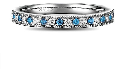 Homxi Damen Ring 925 Sterling Silber,Ringe Verlobungsringe Einfach Rund Hellblau Zirkonia Silber Verlobungsringe für Damen Größe 51 (16.2)