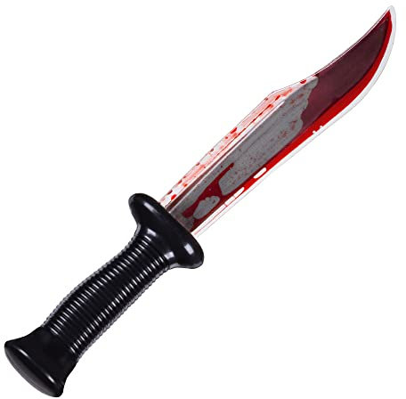 Edozos Halloween Kunststoff Prop Waffen Cosplay Verkleidung Zubehör Gefälschte Blutige Waffe Axt Slasher Messer Machete Halloween Spielzeug (Bloody Knife (33cm))