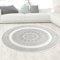 CARPETIA Wohnzimmer-Teppich Schlafzimmer Designerteppich modern edel glänzend elegant groß riesig Kurzflor Creme grau Durchmesser 200 cm Rund