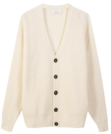 Diana Studio Bianco/Ecru, L Cardigan a Maniche Lunghe, Uomo