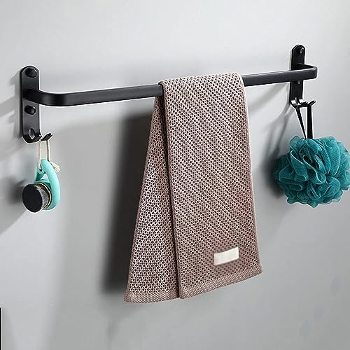 nvdsivee Porte Serviette Salle de Bain Porte-Serviettes Cuisine Multicouche Porte Serviette Murale Noir avec Crochets Barre Serviette en Aluminium (30 cm, Noir, 1 Couche)
