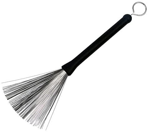 Cepillos de alambre de tambor de metal de 12.6 pulgadas, cepillos de alambre retráctiles, cepillo de baquetas con cómodas asas de goma, herramienta de limpieza de tambor portátil