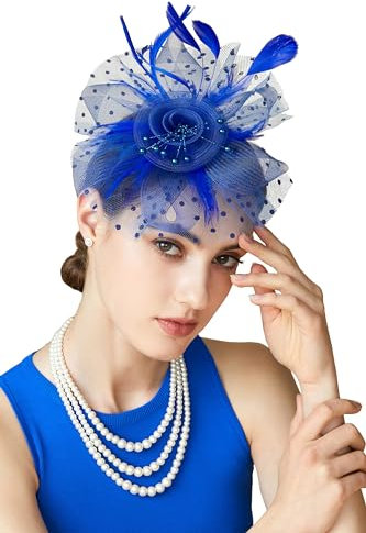 Coucoland Fascinators Hüte Damen Schleier Stirnband und Einer Gegabelten Clip Tea Party Kopfbedeckung