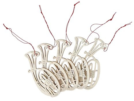 Musikboutique Anhänger aus Pappelholz als Instrumente oder Noten, 5er-Packung (Tenorhorn)