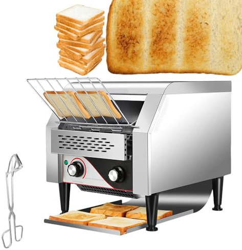 Tostadora de cinta transportadora comercial - Alta capacidad 300 rebanadas/hora - Horno tostador resistente de 2200 W para restaurantes, bufés, días en familia, camping