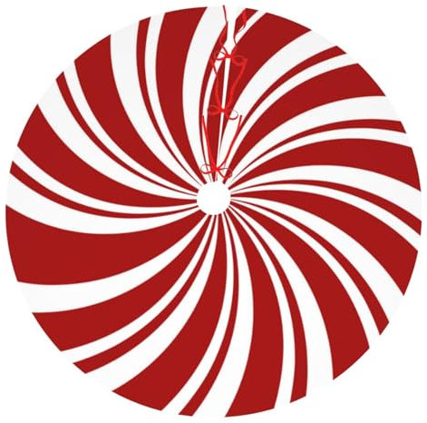 JOOCAR Red Swirl Christmas Tree Skirt 48 Inch Sweet Candy Cane Double Swirl Red and White Xmas Tree Skirt Mat Ornaments for Indoor Outdoor Holiday Christmas Decorations