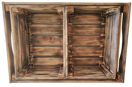Miller Holz Kisten geflammt - Holzkisten stapelbar geflammt, robust und nachhaltig - perfekt für Holzkistenregal - Holzkisten-Set - Kartoffelkisten, Obstkisten (Bundle 2S+L)