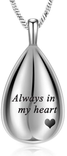 memorial jewelry Geschnitzt Teardrop Keepsake Asche Halskette Urne Anhänger Kremation Immer in meinem Herzen