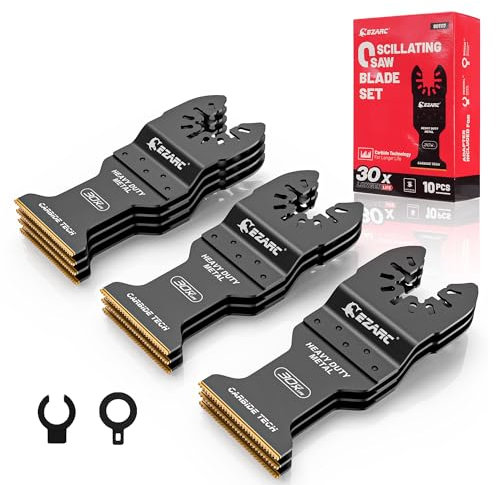 EZARC 10 tlg Multitool Sägeblätter aus Carbide Hartmetall Multitool Oszillierwerkzeug-Zubehör Ideal für Schneiden von Metall, Stahlnägel, Bolzen, Schrauben