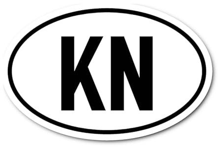 Aufkleber: 175x115 mm, 1 Stück - Länderkennzeichen - KN - Grönland - (schwarz/weiß) - vorgeschriebene Größe für KFZ nach DIN