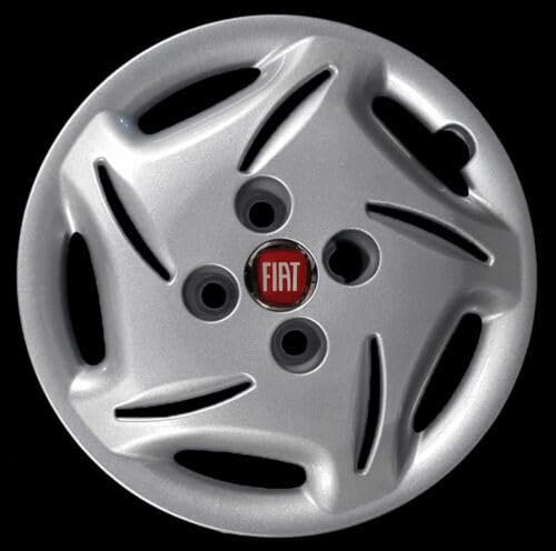 Satz mit 4 anpassbaren Radkappen – für FIAT SEICENTO Brush (ROTES Logo) – Durchmesser 13 Zoll – Nicht original